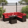 vidaXL 7 Piece Garden Sofa Set with Cushions Brown Poly Rattan - Brown without storage - 2 of 4