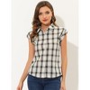INSPIRE CHIC Women's Summer Plaid Short Sleeves Button Down Shirt - 2 of 4
