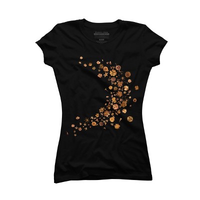 Junior's Design By Humans Golden Flower Buds Breeze By designnatures T-Shirt