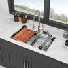 33in Drop in Kitchen Sink - 33*22 inch Kitchen Sink Drop-in Topmount Single Bowl 16 Gauge Stainless Steel Ledge Workstation Kitchen Sinks - 3 of 4