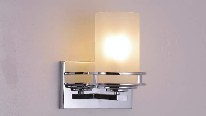  LED Light Metal/Frosted Glass Contemporary Glam Pendent Chrome - JONATHAN Y, 2 of 8, play video
