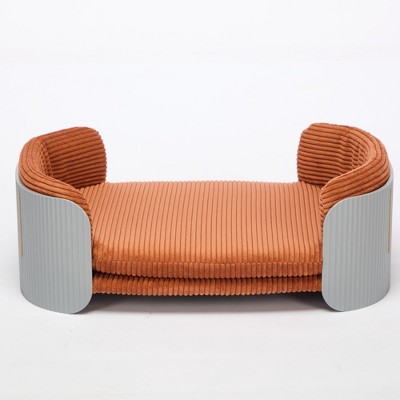 Bencmate Pet Bed Scandinavian Style Cat Couch with Removable Cover Elevated Design for Indoor Cats Dogs, Brown, 33.46"*20.07"*10.23"
