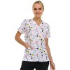 Medichic Scrubs Printed V-Neck Scrub Top - Four Pocket Fashion Scrub Top for Women, Hello Paws, Large - 3 of 4