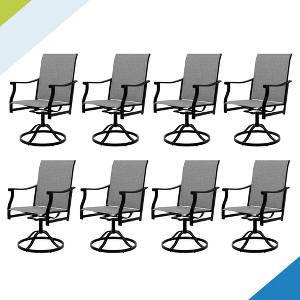 Outdoor Swivel Dining Chairs with Textilene Breathable Back, Swivel Patio Dining Chairs Set of 8, SwivelPatio SlingChairs Set for Poolside Lawn Garde - 1 of 4