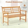 Costway Outdoor Acacia Wood Bench 2-Person Patio Bench with Slatted Seat &  Backrest - 3 of 4