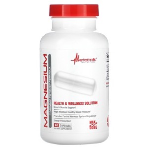 Metabolic Nutrition Magnesium, 650mg per Serving, Non-GMO, Vegan, Gluten Free, 90 Capsules - 1 of 2