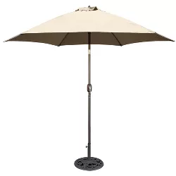 9' x 9' Round Crank Patio Umbrella - Beige - Tropishade