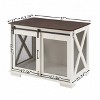 Racxily Farmhouse Dog Cage Crate Furniture with Sliding Barn Door, Wooden Dogs Kennel End Table w/ Flip-top Plate Dog House, Detachable Divide - 3 of 4