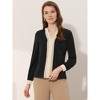 Allegra K Women's Split Neck Pleated Front Office Work Contrast Color Blouse - 3 of 4