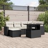 vidaXL 7 Piece Patio Sofa Set with Cushions Black and Cream Poly Rattan - Without Storage - 2 of 4
