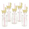 Big Dot of Happiness Gold Glitter Llama Party Straws - No-Mess Real Gold Glitter Cut-Outs & Baby Shower or Birthday Party Paper Straws - Set of 24 - 2 of 4