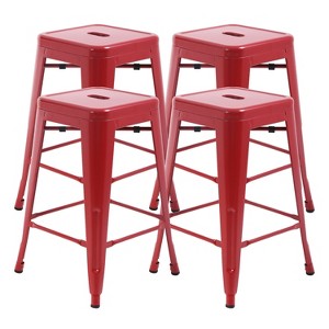 BestMassage Set of 4 Stackable Metal Bar Stools 24/30 Inch Counter Barstool Height Backless - 1 of 4