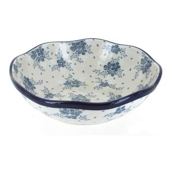 Blue Rose Polish Pottery 273 Ceramika Artystyczna Large Scallop Bowl
