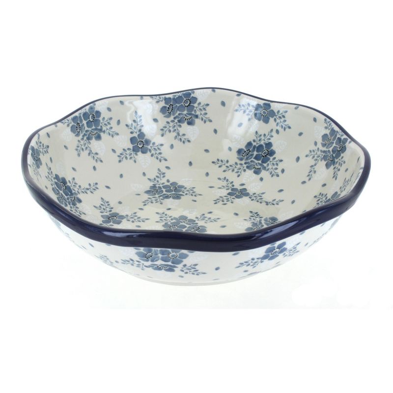 Blue Rose Polish Pottery 273 Ceramika Artystyczna Large Scallop Bowl, 1 of 2