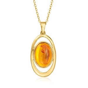 Ross-Simons Amber Pendant Necklace in 18kt Gold Over Sterling Size 18 - 1 of 3