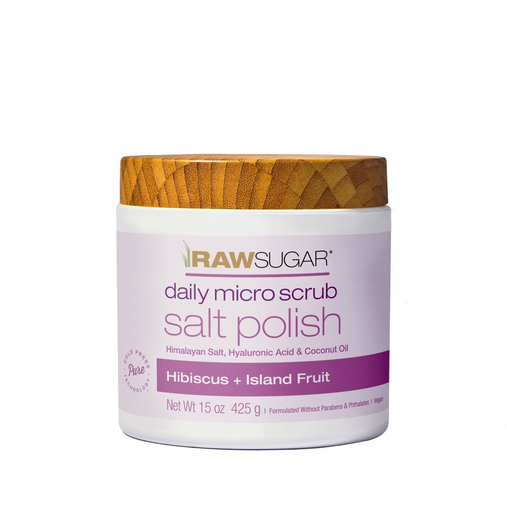 Photos - Shower Gel Raw Sugar Daily Micro Salt Scrub Polish Hibiscus + Island Fruit - 15oz
