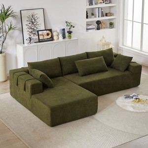 108 Modern Chenille Sectional Sofa with 6 Pillows - Right Chaise Configuration" - 1 of 4