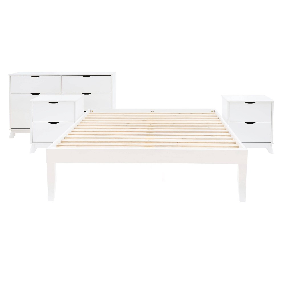 Powell Pensy Full Platform Bed Dresser and 2 Nightstands White