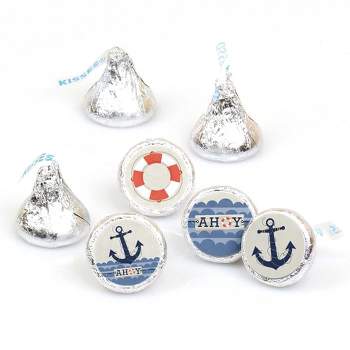 Big Dot of Happiness Ahoy - Nautical - Baby Shower or Birthday Party Round Candy Sticker Favors - Labels Fits Chocolate Candy (1 sheet of 108)