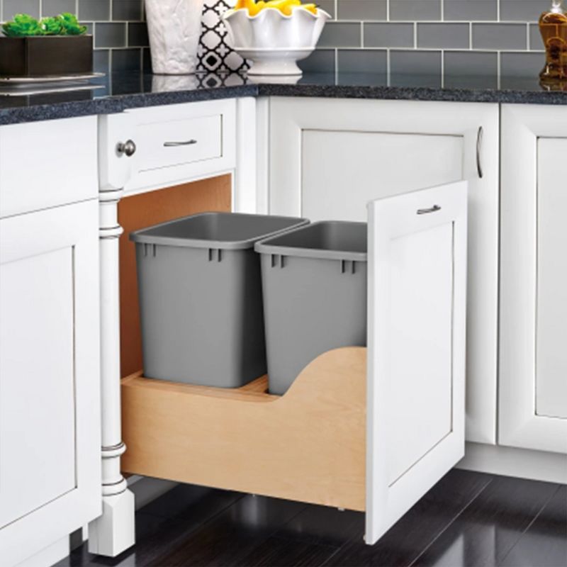 Rev-A-Shelf Double Pull-Out Kitchen Cabinet Waste Containers Trash Cans Bins with Blumotion Soft-Close Slides & 135lb Capacity, 2 of 7