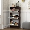 Okak Modern Wooden Shoe Cabinet with 3 White Panel Flip Drawers, Freestanding Shoe Organizer, Hidden Narrow Shoe Rack Cabinet for Entryway - 3 of 4