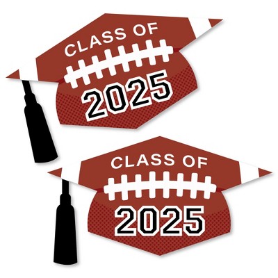 Big Dot of Happiness Grad Football - Grad Cap Decorations DIY 2025 Graduation Large Party Essentials - Set of 20