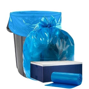 Plasticplace 32-33 Gallon Recycling Bags, Blue (100 Count) - 1 of 3