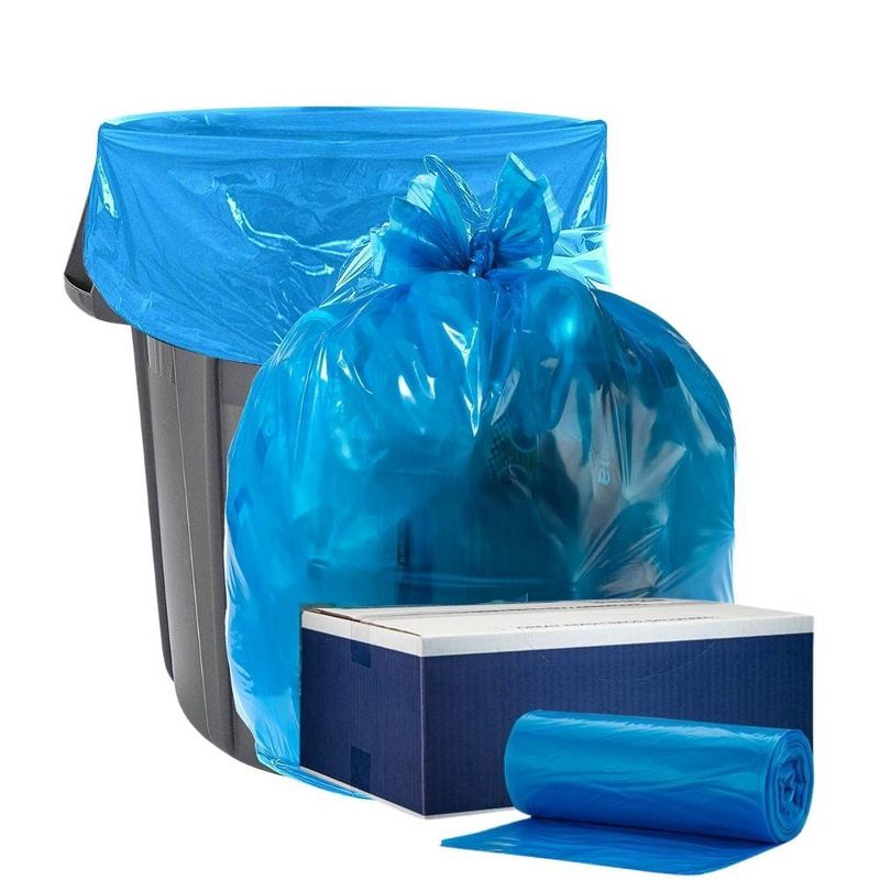 Plasticplace 32-33 Gallon Recycling Bags, Blue (100 Count), 1 of 4