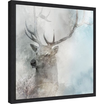 Mystical Stag Abstract Canvas Wall Art in Gray and White