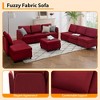 Living room modular sofa with storage and footstool, modern style, upholstered armrests, for apartments and offices, comfortable velvet, red - 4 of 4