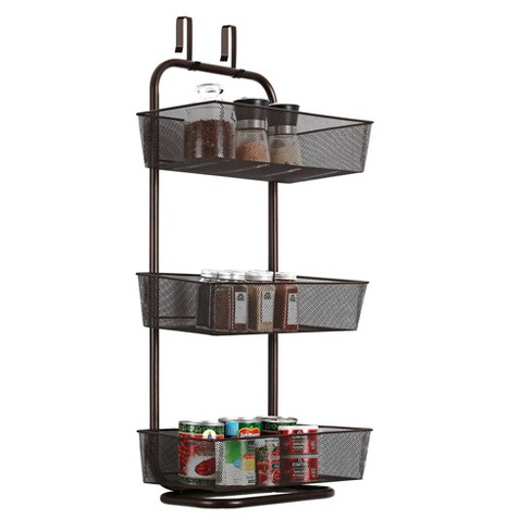 Nex 3 Tier Over The Door Bath Organizer With Mesh Basket Brown