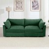 2-Seater Sofa with Pull-Out Storage Drawers, Sofa with Crescent Armrests and Piped Edge, Upholstered Chenille Sofa with Cushion-Coolbibila - 2 of 4
