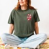 Candy Cane Bow Patchwork Print - Women's Garment Dyed Graphic T-Shirt - 3 of 4