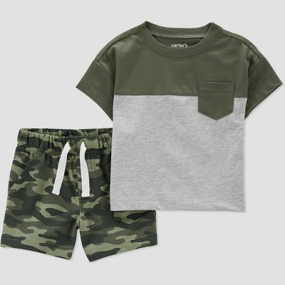 Carter's Just One You®️ Baby Girls' Camo Top & Bottom Set - Gray 6M
