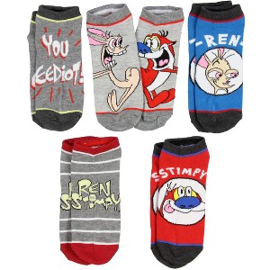 Nickelodeon Ren and Stimpy Cartoon Character Ankle Unisex No Show Socks - 1 of 3