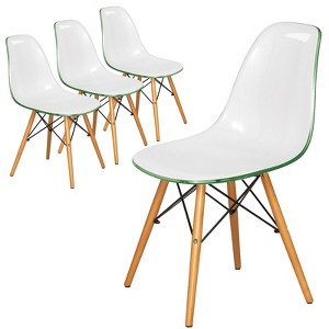 LeisureMod Cresco (Set of 4) Mid-Century Modern Acrylic Dining Chairs with Wooden Dowel Eiffel Legs – Kitchen & Dining Room Chairs - 1 of 4