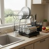 Fortune Candy 15.4'' Tall Dish Drying Rack with Bamboo Handle, 2-Tier Drying Rack for Apartments, Dorms, and Kitchens - 2 of 4