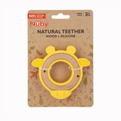 Nuby Silicone and Wood Animal Teether - Giraffe