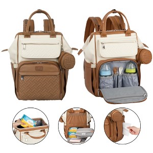 BabbleRoo Premium Vegan Leather Diaper Bag Backpack, Travel Backpack, Spacious & Stylish Nappy Organizer - 1 of 4