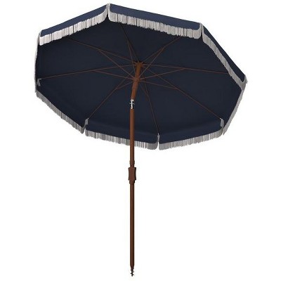 Estonia 6.5 Ft Navy and White Fringe Beach Umbrella