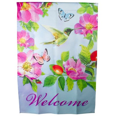 Northlight Welcome Hummingbird Floral Outdoor House Flag 28" x 40"