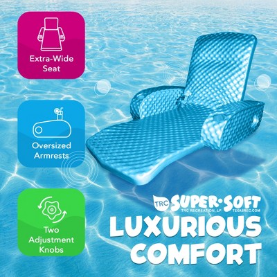 Marina Blue Adjustable Foam Pool Recliner with Cup Holders