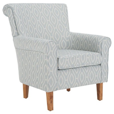 Hazina Light Blue Linen Blend Club Accent Chair with Wood Legs
