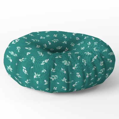 Ninola Design Small Leaves Botanical Pine Green Round Floor Pillow - Deny Designs