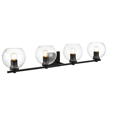 Elegant Lighting Juelz 4 light Black and Clear Bath Sconce