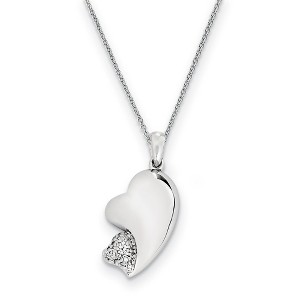 Black Bow Jewelry Rhodium Plated Sterling Silver & CZ My Beloved Friend Heart Necklace - 1 of 4