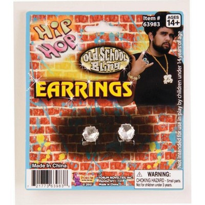  Forum Novelties Big Diamond Stud Costume Earrings Accessory 