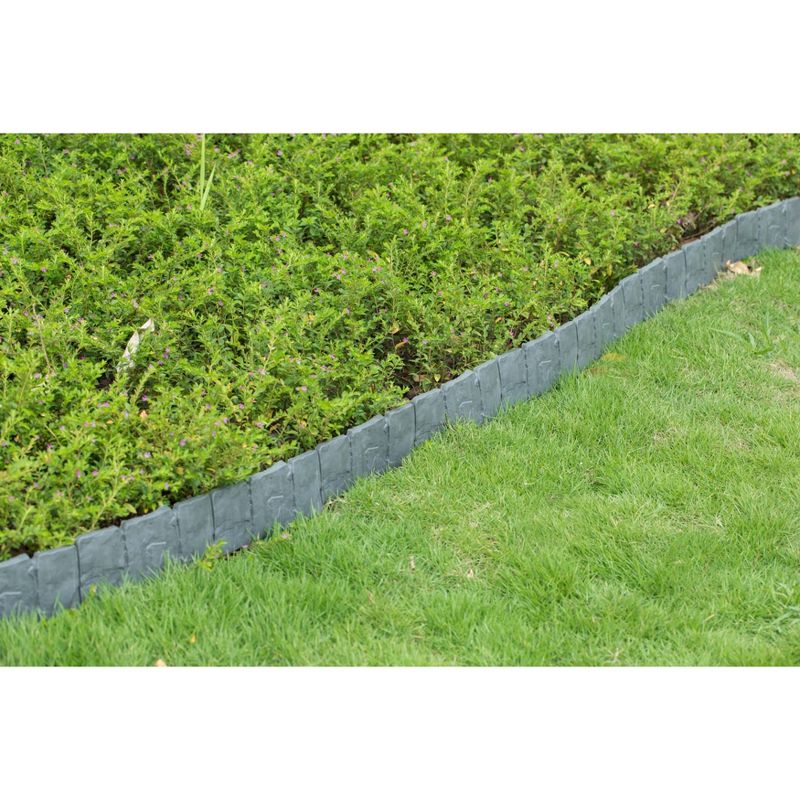 Gardenised Cobbled Stone Outdoor Lawn Edging Gate 10pk Interlocking Stakes, 4 of 11