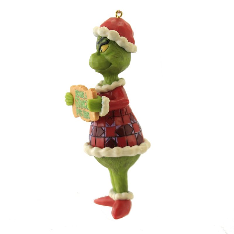 Jim Shore 5.0 Inch Beware A Grinch Lives Here Ornament Christmas Tree Ornaments, 2 of 4
