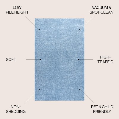 Classic Blue Solid Synthetic 10' x 14' Reversible Area Rug